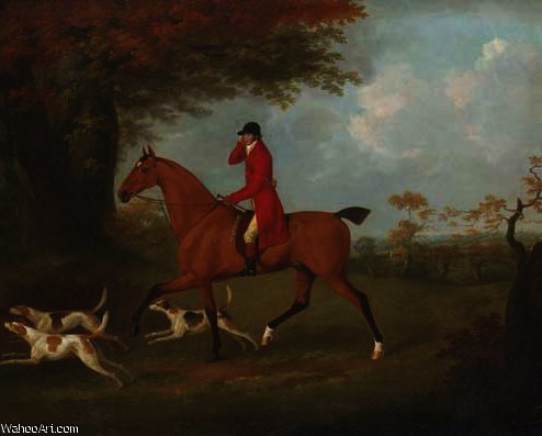 WikiOO.org - אנציקלופדיה לאמנויות יפות - ציור, יצירות אמנות John Nost Sartorius - A huntsman and hounds outside a wood