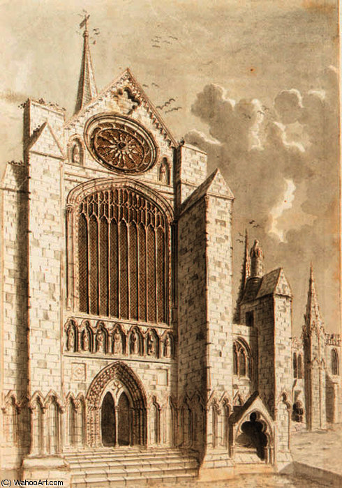 Wikioo.org - The Encyclopedia of Fine Arts - Painting, Artwork by Moses Griffith - Southern aspect of lichfield cathedral