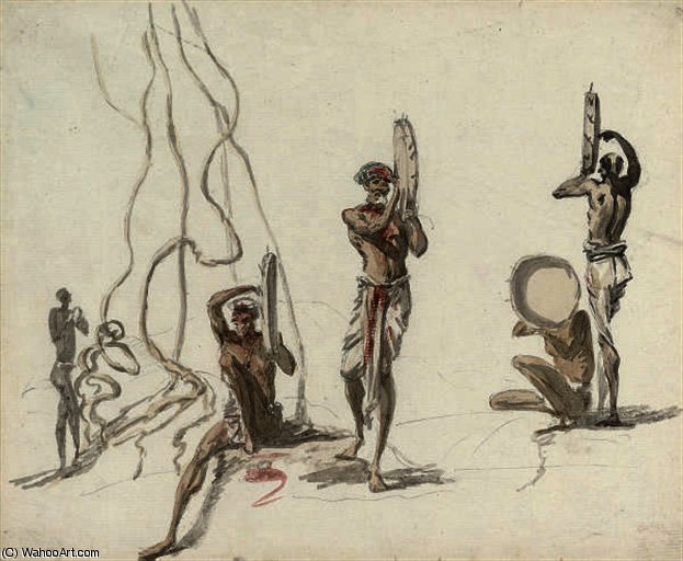 WikiOO.org - Encyclopedia of Fine Arts - Maleri, Artwork Samuel Daniell - Figures beating drums and dancing