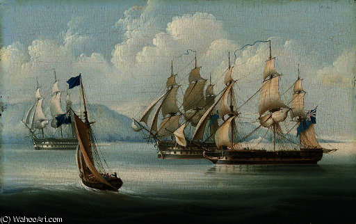WikiOO.org - Encyclopedia of Fine Arts - Schilderen, Artwork Thomas Buttersworth - A squadron of the blue in the mediterranean