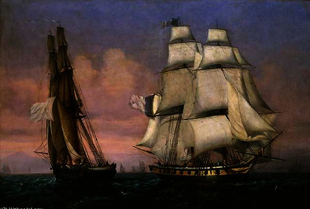 WikiOO.org - Encyclopedia of Fine Arts - Målning, konstverk Ambroise Louis Garneray - Napoleon elbe