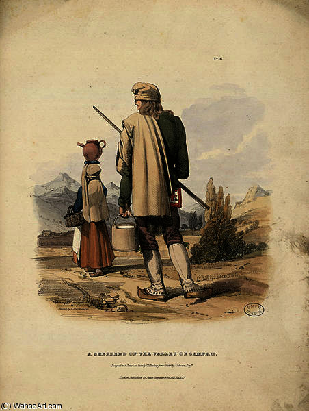 WikiOO.org - Güzel Sanatlar Ansiklopedisi - Resim, Resimler Charles Duffield Harding - A Shepherd of the Valley of Campan
