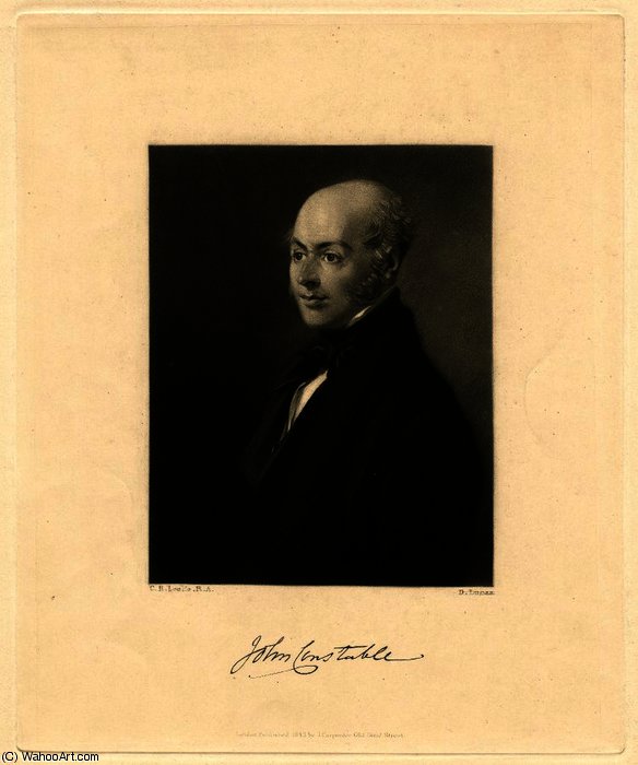 Wikioo.org - The Encyclopedia of Fine Arts - Painting, Artwork by Charles Robert Leslie - Portrait of John Constable mezzotint