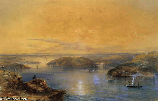 WikiOO.org - Encyclopedia of Fine Arts - Lukisan, Artwork Conrad Martens - View from flagstaff hill, sydney, new south wales