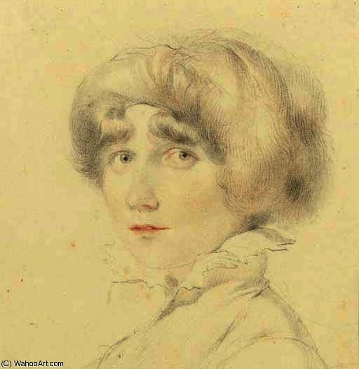 WikiOO.org - Енциклопедія образотворчого мистецтва - Живопис, Картини
 George Henry Harlow - Portrait of miss barnard, bust-length, in a feather-trimmed hat