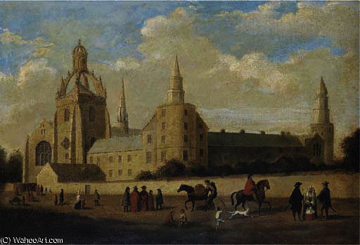 WikiOO.org - Enciclopedia of Fine Arts - Pictura, lucrări de artă James William Giles - View of king's college, aberdeen, with figures in the foreground