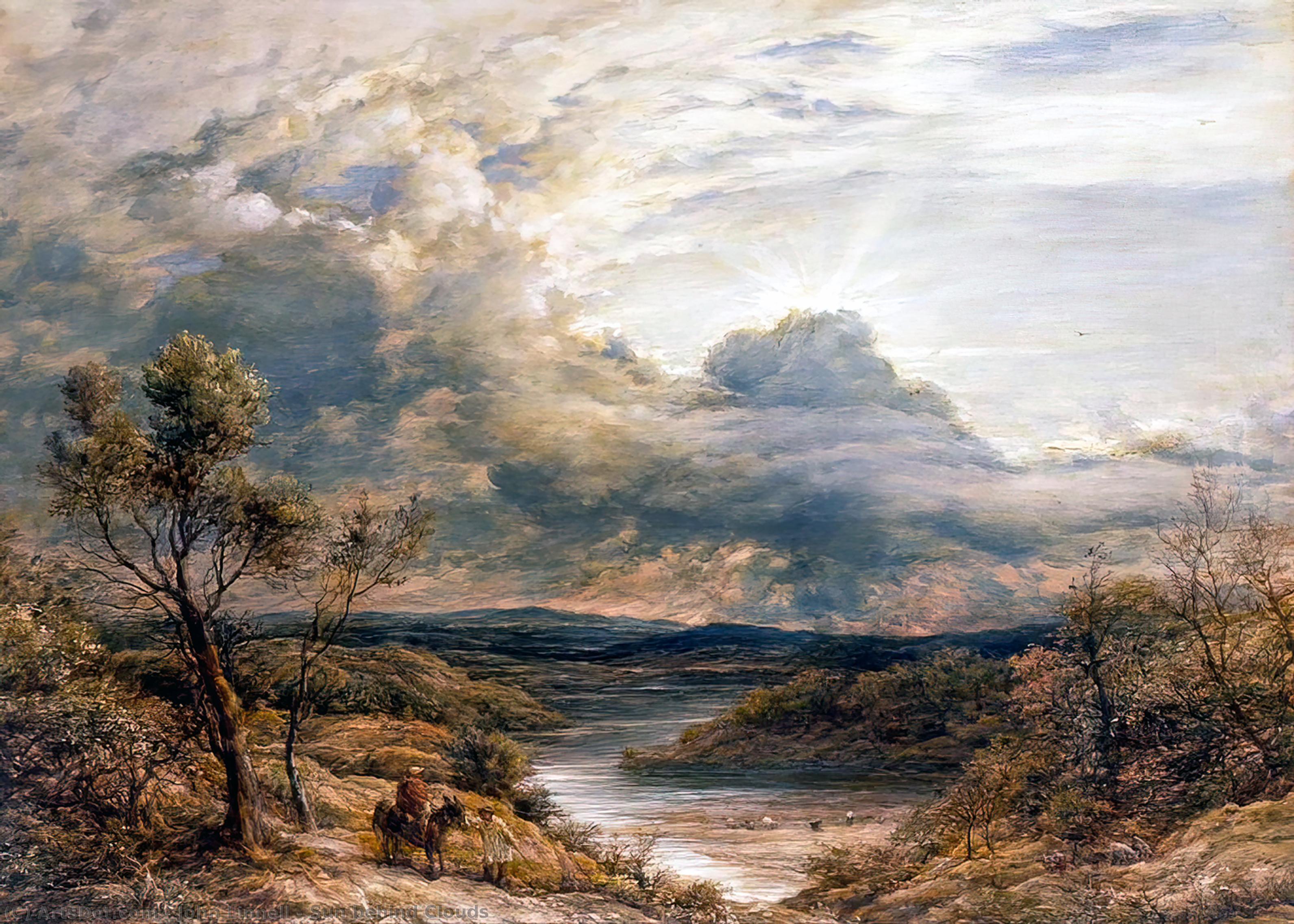Wikioo.org – L'Enciclopedia delle Belle Arti - Pittura, Opere di John Linnell - sole dietro  cloud