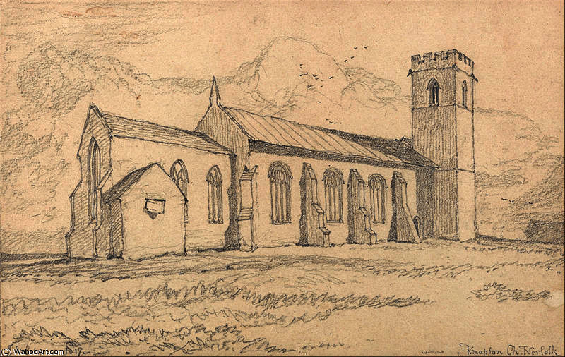 WikiOO.org - Енциклопедия за изящни изкуства - Живопис, Произведения на изкуството John Sell Cotman - Knapton Church, Norfolk, from the North-East
