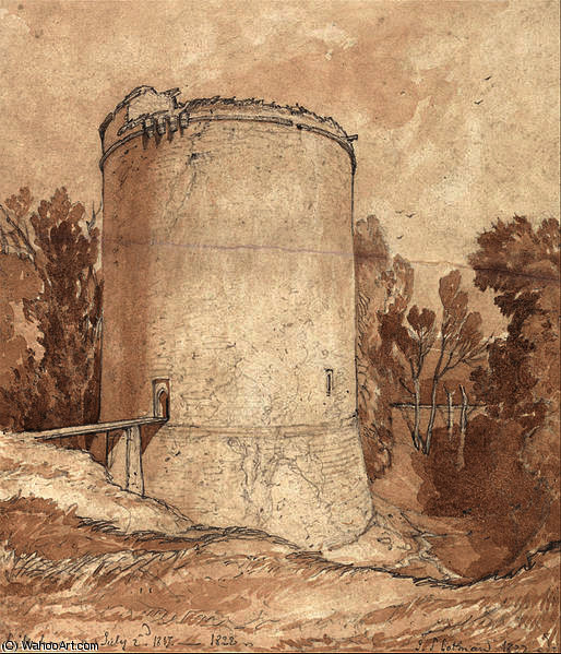 WikiOO.org - Encyclopedia of Fine Arts - Maľba, Artwork John Sell Cotman - Round Tower, Castle of Lillebonne, Normandy