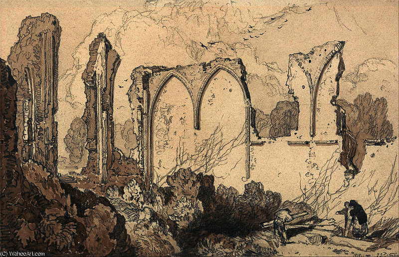 Wikioo.org - The Encyclopedia of Fine Arts - Painting, Artwork by John Sell Cotman - Ruin behind the Free School, Thetford, Suffolk