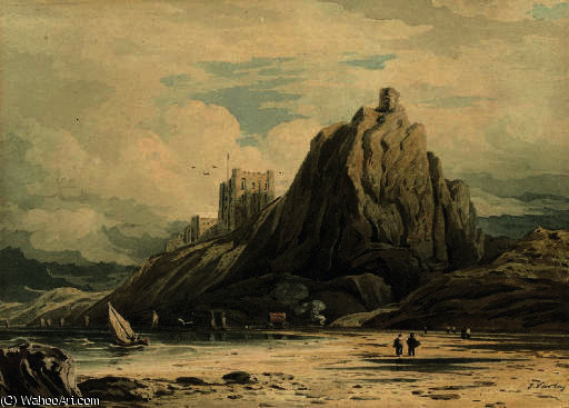Wikioo.org - The Encyclopedia of Fine Arts - Painting, Artwork by John Varley I (The Older) - Bamborough castle, northumberland