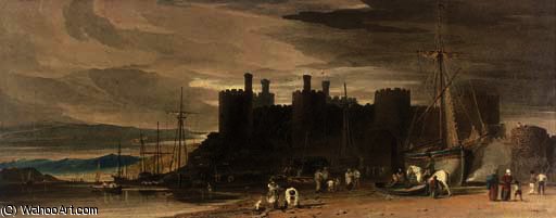 WikiOO.org - Encyclopedia of Fine Arts - Maleri, Artwork John Varley I (The Older) - Conway castle, caernarvonshire, wales