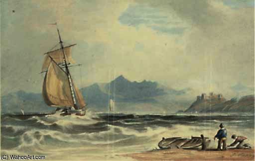 WikiOO.org - Enciklopedija likovnih umjetnosti - Slikarstvo, umjetnička djela John Varley I (The Older) - Harlech castle from the water
