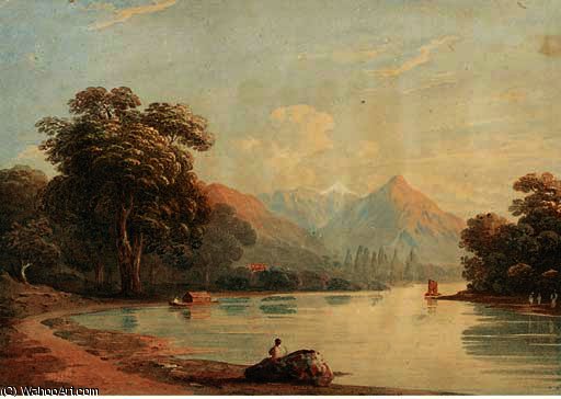 WikiOO.org - Encyclopedia of Fine Arts - Lukisan, Artwork John Varley I (The Older) - View near interlaken, switzerland