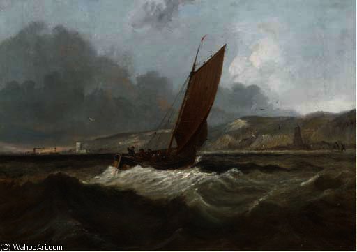Wikioo.org - The Encyclopedia of Fine Arts - Painting, Artwork by John Wilson Carmichael - A break in the clouds offshore