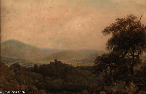 WikiOO.org - Encyclopedia of Fine Arts - Maľba, Artwork Peter De Wint - View towards a hilltop castle