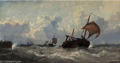 Wikioo.org - The Encyclopedia of Fine Arts - Painting, Artwork by Adolphus Knell - Off to the fishing grounds
