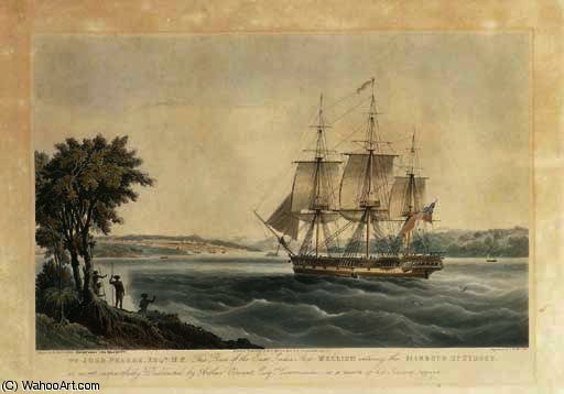 WikiOO.org - Güzel Sanatlar Ansiklopedisi - Resim, Resimler William John Huggins - The east india ship mellish entering sydney, by e. duncan