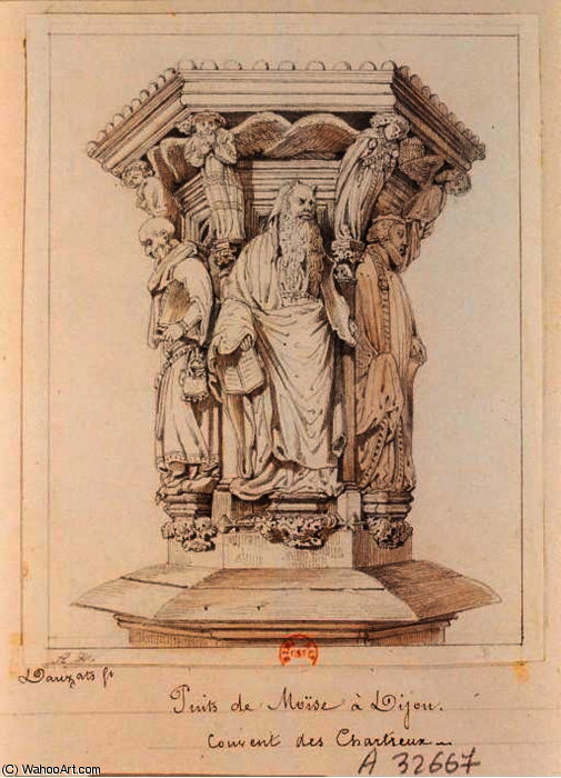 WikiOO.org - Enciclopédia das Belas Artes - Pintura, Arte por Adrien Dauzats - The Well of Moses in Dijon, Carthusian monastery