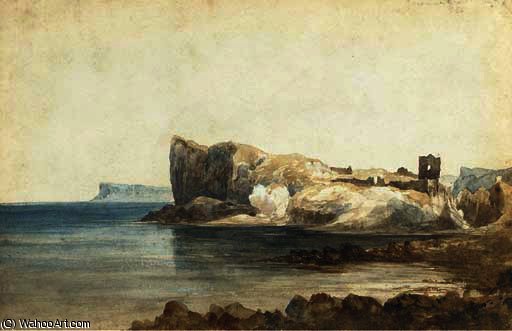 Wikioo.org - The Encyclopedia of Fine Arts - Painting, Artwork by Andrew Nicholl - Kenbane castle, co. antrim
