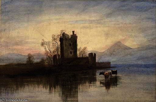 Wikioo.org - The Encyclopedia of Fine Arts - Painting, Artwork by Andrew Nicholl - View of ross castle, killarney, co. kerry