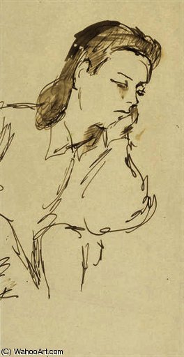 WikiOO.org - Encyclopedia of Fine Arts - Schilderen, Artwork Duncan Grant - Woman leaning on her elbow