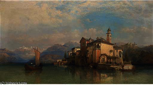 Wikioo.org - The Encyclopedia of Fine Arts - Painting, Artwork by George Edwards Hering - Isola san guilo, lake orta