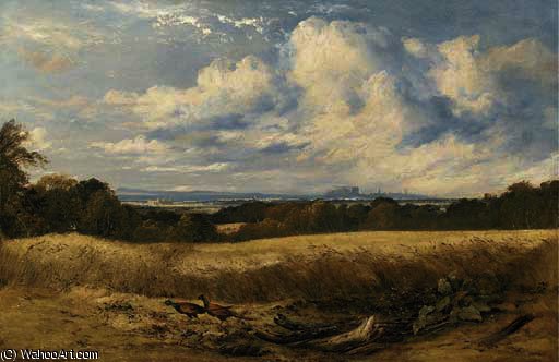 Wikioo.org - The Encyclopedia of Fine Arts - Painting, Artwork by Horatio Mcculloch - A mid-lothian landscape with edinburgh in the distance