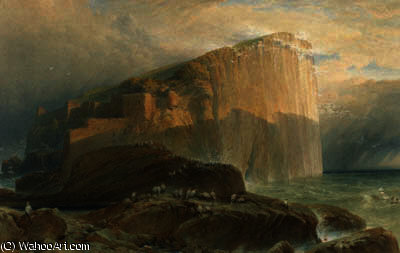 Wikioo.org - The Encyclopedia of Fine Arts - Painting, Artwork by William Leighton Leitch - The bass rock, east lothian