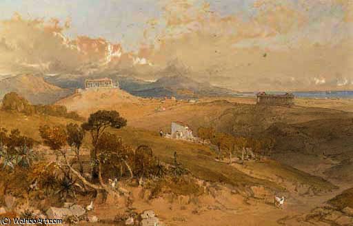 Wikioo.org – L'Enciclopedia delle Belle Arti - Pittura, Opere di William Leighton Leitch - I templi di lucina giunone e la concordia , girgenti , la sicilia