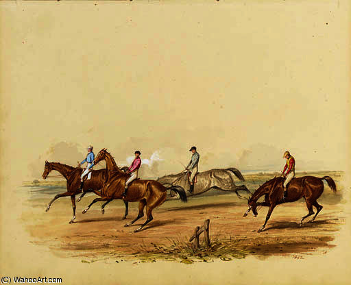 WikiOO.org - Encyclopedia of Fine Arts - Maľba, Artwork Samuel Henry Gordon Alken - The start of the race