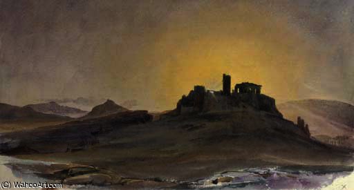 WikiOO.org - Güzel Sanatlar Ansiklopedisi - Resim, Resimler Thomas Hartley Cromek - The acropolis of athens at sunset