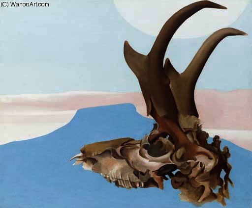 Wikioo.org - The Encyclopedia of Fine Arts - Painting, Artwork by Georgia Totto O'keeffe - Antelope head with pedernal