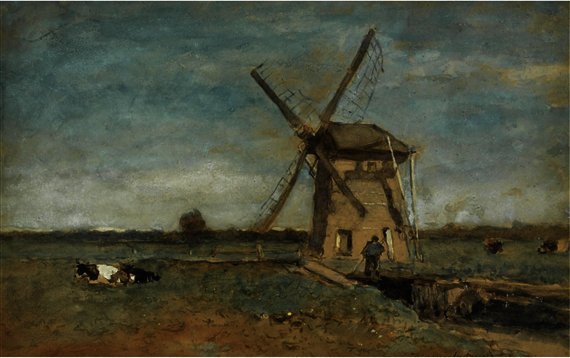 WikiOO.org - אנציקלופדיה לאמנויות יפות - ציור, יצירות אמנות Jan Weissenbruch - A peasant near a windmill, noorden
