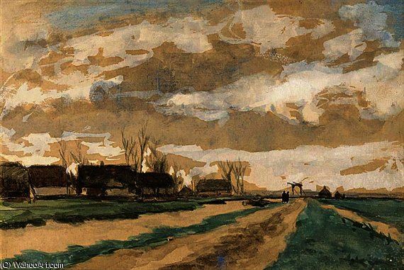 WikiOO.org - دایره المعارف هنرهای زیبا - نقاشی، آثار هنری Jan Weissenbruch - A polder landscape