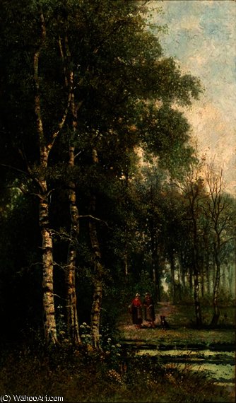 WikiOO.org - Encyclopedia of Fine Arts - Festés, Grafika Johannes Warnardus Bilders - Figures in a forest