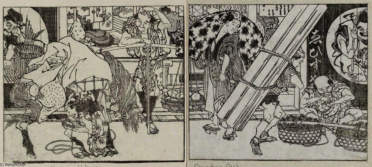 WikiOO.org - 百科事典 - 絵画、アートワーク Katsushika Hokusai - 男 鍛え  馬
