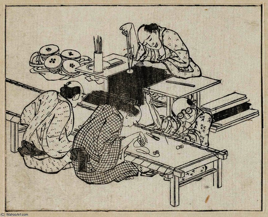 Wikioo.org - The Encyclopedia of Fine Arts - Painting, Artwork by Katsushika Hokusai - Embroiderers