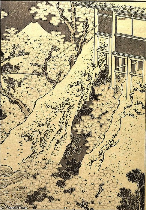 Wikioo.org - The Encyclopedia of Fine Arts - Painting, Artwork by Katsushika Hokusai - Fuji through Flowers