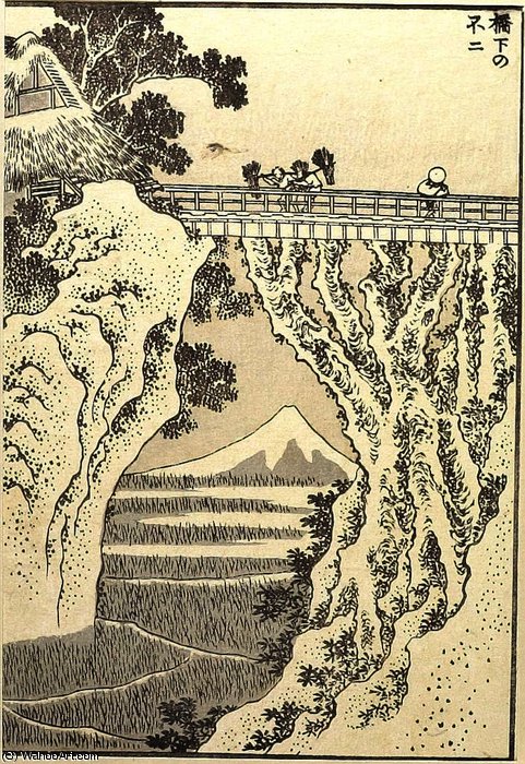 WikiOO.org - 百科事典 - 絵画、アートワーク Katsushika Hokusai - 富士 下 a 橋