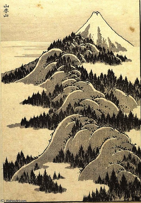 WikiOO.org - 百科事典 - 絵画、アートワーク Katsushika Hokusai - 山地 の上に  山地