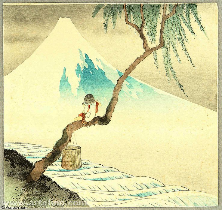 Wikioo.org – L'Encyclopédie des Beaux Arts - Peinture, Oeuvre de Katsushika Hokusai - Mt. Fuji et Fisher Boy