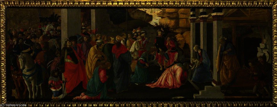 Wikoo.org - موسوعة الفنون الجميلة - اللوحة، العمل الفني Sandro Botticelli - Adoration of the Kings