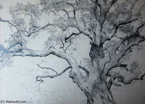WikiOO.org - Encyclopedia of Fine Arts - Schilderen, Artwork Alfred Heber Hutty - Top of an apple tree