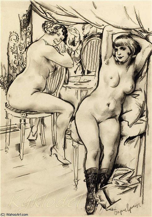 WikiOO.org - Encyclopedia of Fine Arts - Maleri, Artwork Boris Dmitrievich Grigoriev - Brothel scene