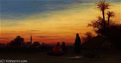Wikioo.org - The Encyclopedia of Fine Arts - Painting, Artwork by Charles Théodore Frère (Bey) - Evening camp