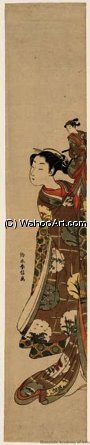 WikiOO.org - Enciclopédia das Belas Artes - Pintura, Arte por Suzuki Harunobu - A female puppeteer