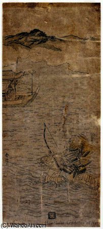 Wikioo.org - The Encyclopedia of Fine Arts - Painting, Artwork by Suzuki Harunobu - The Challenge Of The Battle Of Dan-No-Ura