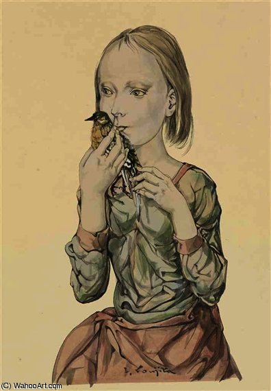 Wikioo.org – La Enciclopedia de las Bellas Artes - Pintura, Obras de arte de Léonard Tsugouharu Foujita - joven mujer
