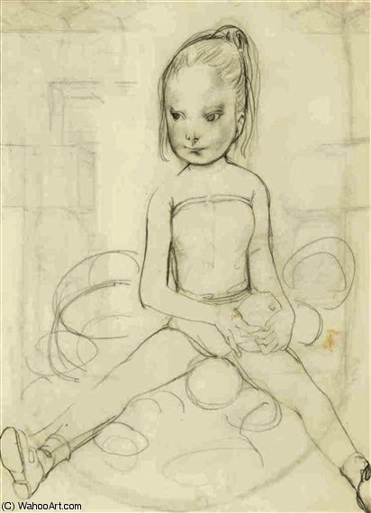 WikiOO.org - Encyclopedia of Fine Arts - Maalaus, taideteos Léonard Tsugouharu Foujita - Jeune fille aux fruits